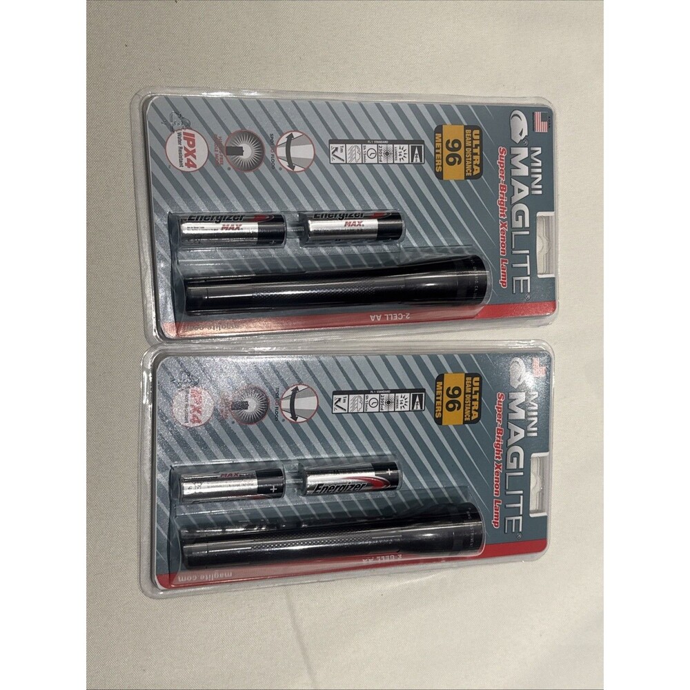 BRAND NEW Mini-Maglite M2A016 Flashlight Ultra Beam 96 Meters w/ AA (Lot Of 2)